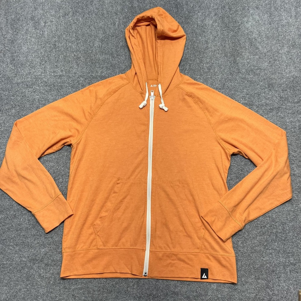 American Giant Hoodie Mens Large Orange Full Zip Lightweight Kangaroo Pocket